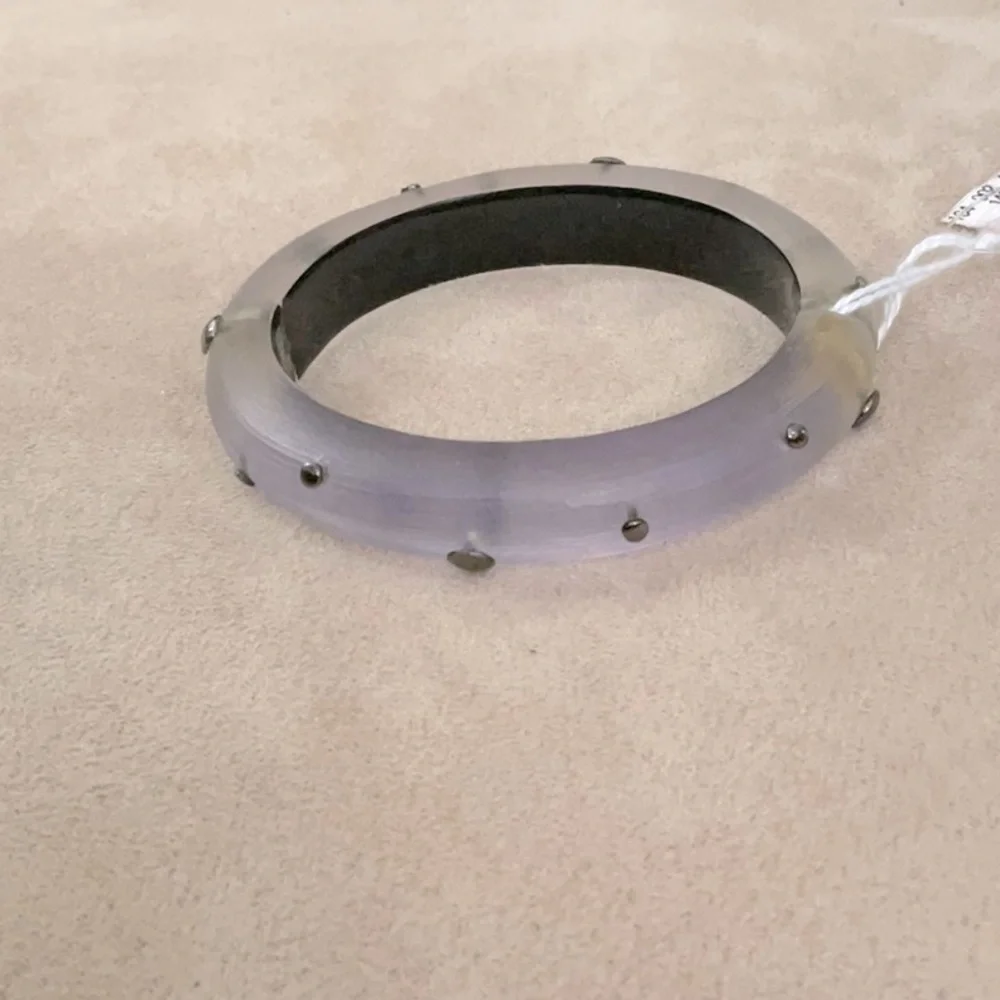 **Alexis Bittar Lavender Hue Lucite with Chrome Studs Hinged Bracelet** - Picture 4 of 4